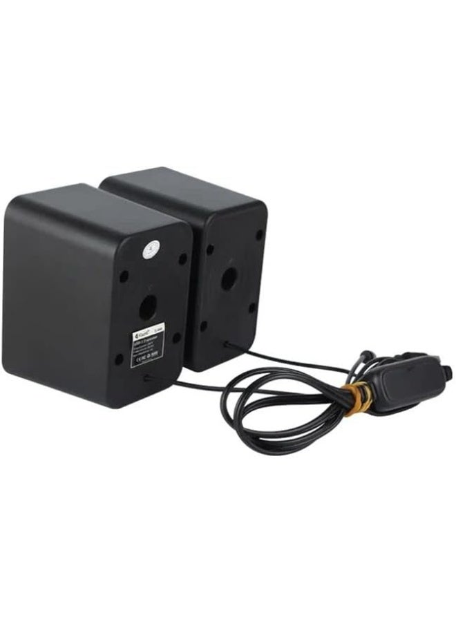 Kisonli S-444 Multimedia 2.0 USB Powered Mini Speaker for Laptop & Desktop PC – Stereo Sound, 3.5mm AUX Input, Compact Design, Volume Control – Black - Image 5